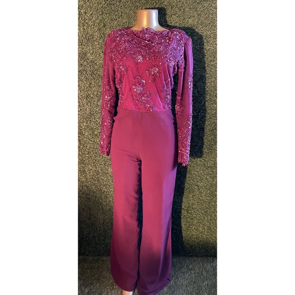Cranberry sequins beaded jumpsuit